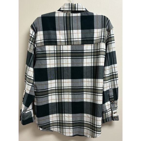 Abercrombie & Fitch Oversized Flannel Shirt Women’s S Plaid Green Gray Soft - Picture 2 of 4